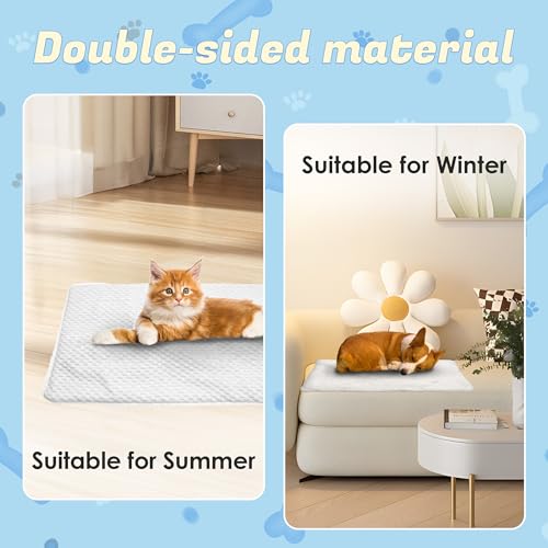 PatiencET Dog Cooling Mat, 18'' x 24" Reversible Dog Crate Pad (Cool and Warm), Pet Cooling Pad Bed with Washable Removabl...