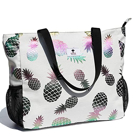 ESVAN Large Lightweight Water Resistant Beach Bag 20 Inch Womens Oversized Tote Bag for Gym, Beach, Travel, Pool, Yoga, Nurse