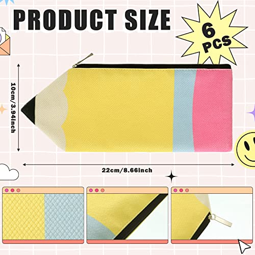 Kisston 6 Pcs Teacher Appreciation Gift Pencil Shaped Case Bulk Pencil Case Kawaii Pouch Portable Bag with Zipper Cute Pen...