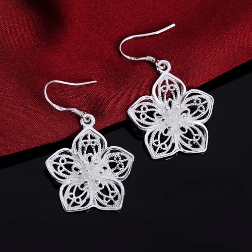 3 Circles Silver Hoop Earrings and Necklace Set for Women - 925 Plated Hypoallergenic Small Hoops