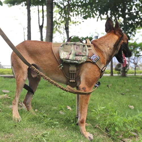 ICEFANG Tactical Dog Harness, Large Size,2X Metal Buckle,Working Dog MOLLE Vest with Handle,No Pulling Front Leash Clip,Ho...