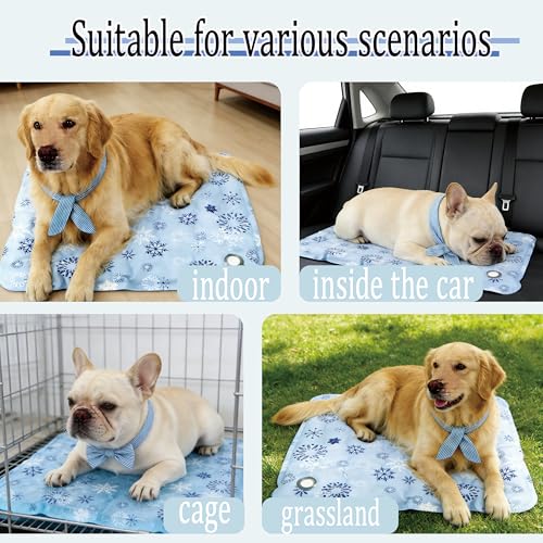 XCL Dog Cooling Mat Thicken Cooling Pad for Dog, Summer Dog Mat Foldable Washable, Endothermic& Waterproof, (QMAX>0.5), Br...