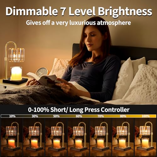 Candle Warmer Lamp, Wax Warmer Candle Lamp Timer & Dimmer 7-Levels, Compatible Most Jar Candles, Top Melting, Cystal Candl...