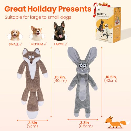 HGB No Stuffing Dog Toys for Aggressive Chewers, Squeaky Crinkle Plush Dog Toys to Keep Them Busy & Puppy Teething for Sma...