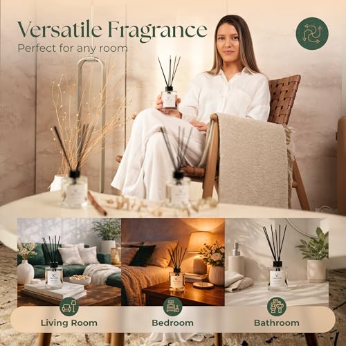 Reed Diffuser Set - 3 Pack (4.0 fl oz Each) - Long Lasting Home Fragrance Diffuser Sticks for Home, Office & Bathroom - Am...