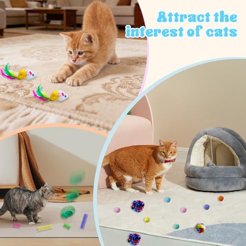 EchoFrog 27Pcs Cat Toys Variety Pack for Indoor Cats, Interactive Spring Cage Mice & Small Mice, Plush Balls, Crinkle Ball...