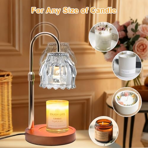 Candle Warmer Lamp with Timer and Dimmer 4-Level Dimmable Flower Light Heat Lamp for Jar Candles Adjustable Height Modern ...