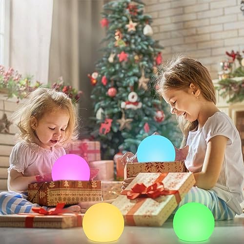 LED Glowing Ball Light, 8-in RGB Color Changing LED Orb Night Light Mood Lamp for Kid, 16 Colors 4 Lighting Modes & 8 Brig...