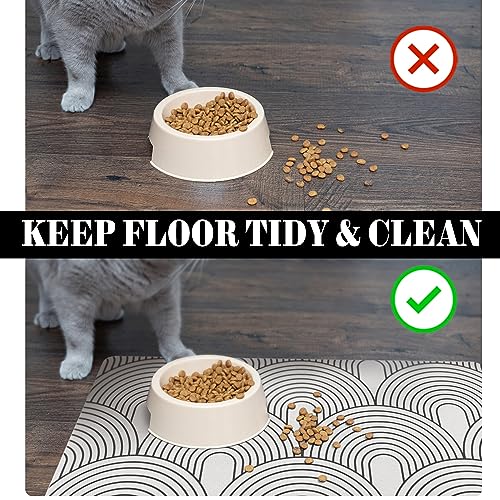Dog Food Mats for Floors Absorbent, Pet Cat Food Mat - Quick Dry Dog Bowl Mats for Food and Water, Eco-Friendly Boho Pet S...