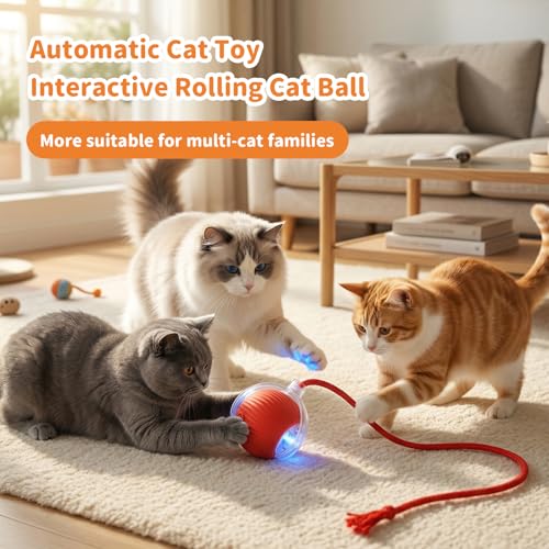 MAXTOOA Interactive Cat Toys for Indoor Cats Smart Automatic Ball Rolling for Bored Kitten Pet Upgraded Speedy Moving Chas...