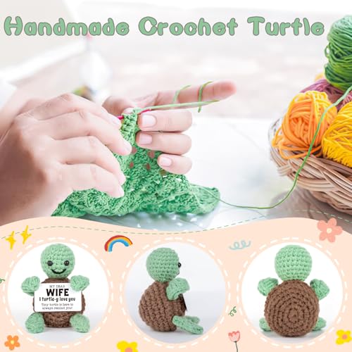 4THFARMES Mini Funny Turtle Gifts for Wife Mothers Day from Husband, Birthday for Wife Wifey Romantic, I Love You Small Co...