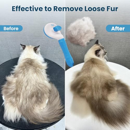 Analan 3-in-1 Pet Hair Remover & Grooming Set for Dogs & Cats – Self-Cleaning Brush for Shedding, Cat Brush, Metal Fur Rem...