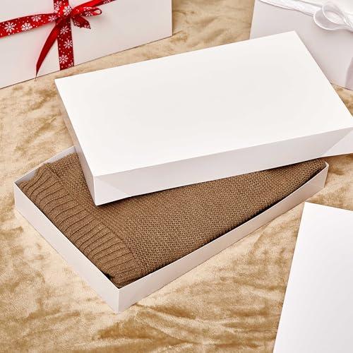 SUNCOLOR 6 Pack 14" Medium White Gift Boxes With Lids For Clothes Presents
