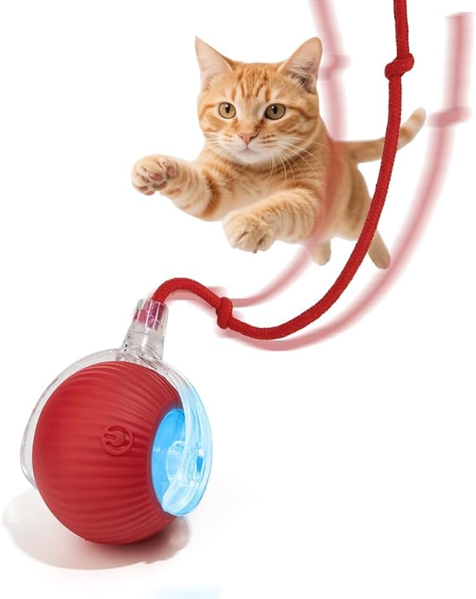 molxiobul Interactive Dog Cat Toy Ball, Upgraded Rechargable Smart Automatic Rolling Pet Ball with Tail, Fast Moving Toy f...