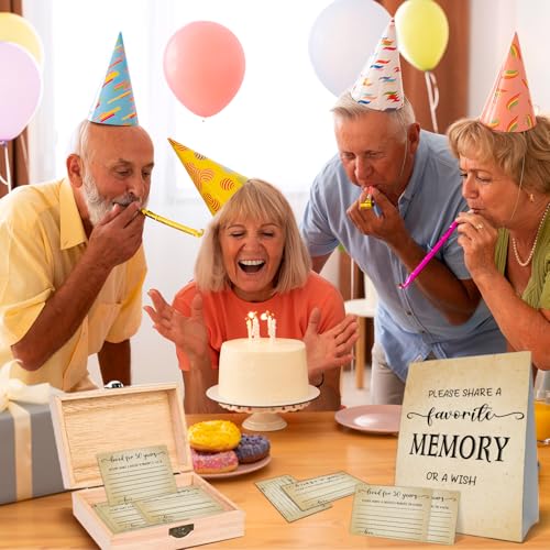 50th Birthday Party Share a Memory Set, 1976 Birthday Gifts for Women Men, 1976 Wooden Share A Memory Box with Memory Sign...