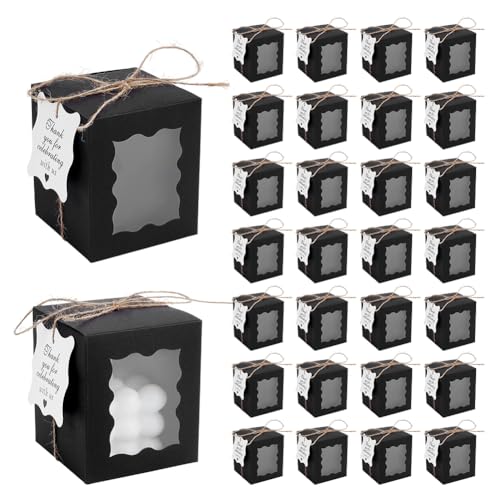 PH PandaHall 50 Sets Candles Gift Box, Clear Visible Kraft Paper Box 3.3x3.3x3.9 inch Candles Packaging Storage Box for 10...