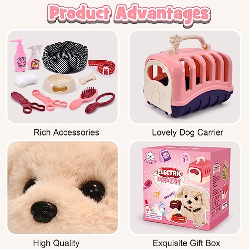 G.C 13Pcs Dog Toys for Kids Girls, Walking Barking Electronic Interactive Stuffed Dog Plush with Carrier & Accessories Toy...