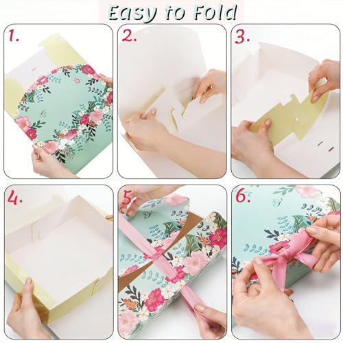 ZAVOOS 20 Pack Gift Boxes with Lids, 10.6 x 7.8 x 3.1 Inch Paper Floral Bridesmaid Proposal Box with Ribbon, Large Decorat...