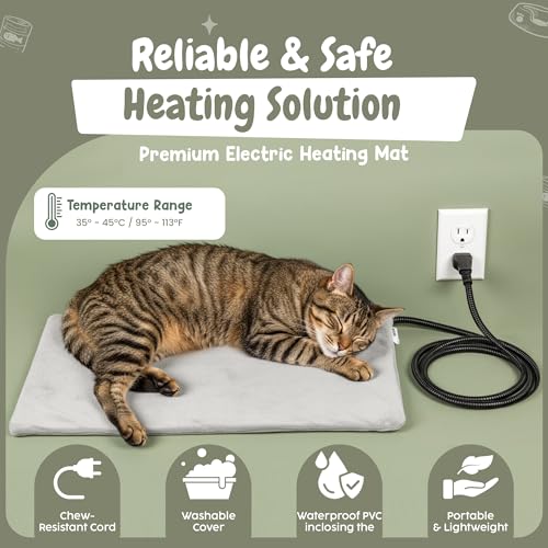 PAWAWH Insulated Heated Outdoor Cat House with Self Warming & Self Cooling Mat – Waterproof Stray & Feral Shelter with Bre...