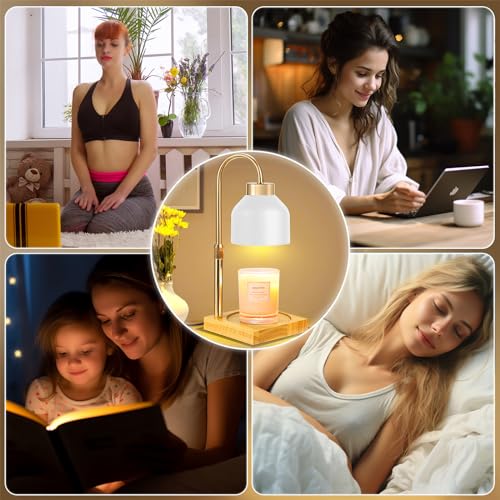 Xiwoa Electric Candle Warmer Lamp with 2H/4H/8H Timer Dimming Height Adjustable Safety Night Lamp, Home Scented Jar Candle...