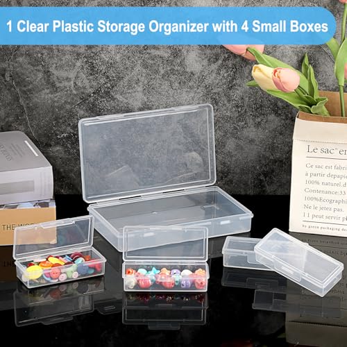 OwnMy 4 in 1 Portable Travel Cotton Swab Holder, Travel Floss Pick Holder Case Floss Dispensers, Small Clear Plastic Stora...