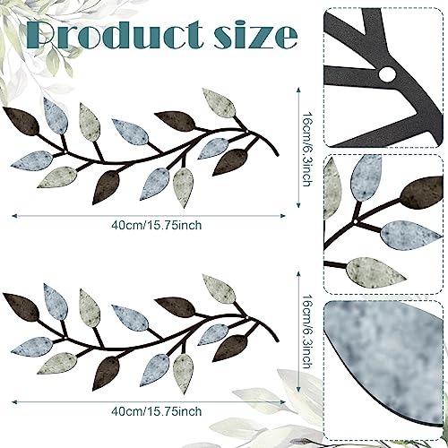 Zhengmy 2 Pieces Metal Tree Leaf Wall Decor Vine Olive Branch Leaf Wall Art Living Room, Hallway Wall Decor Outdoor Decora...