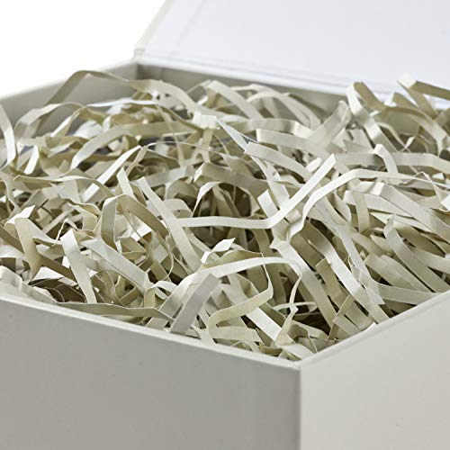 Hallmark Medium Gift Box with Lid and Shredded Paper Fill (Grey White 7 inch Box) for Weddings, Bridal Showers, Graduation...