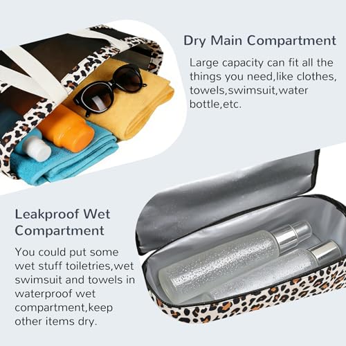 Codcey Mesh Beach Bag Women with Leakproof Wet Compartment,Large Tote Bag for Pool Travel Daily