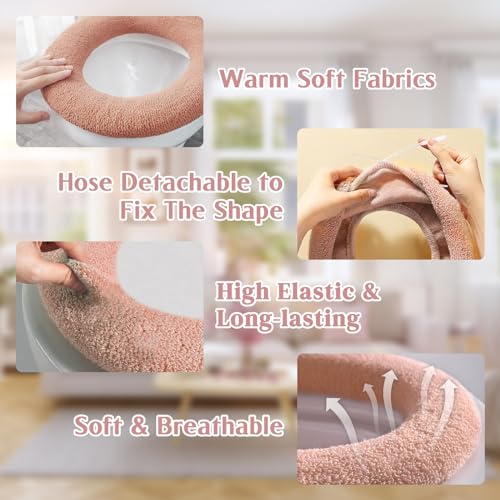Legigo 5 Pack Thicker Bathroom Toilet Seat Cover Pads- Soft Warmer Toilet Seat Cushion Cover Stretchable Washable Fiber Cl...
