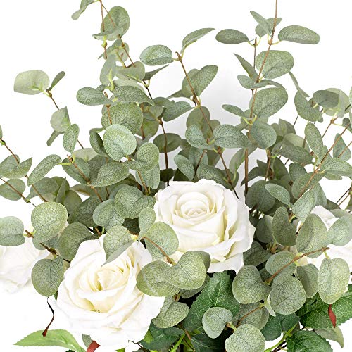 VGIA 6 Pcs 27" Eucalyptus Stems Greenery Stems Eucalyptus Leaf Spray in Green Silk Plastic Plants Floral Artificial Plants...