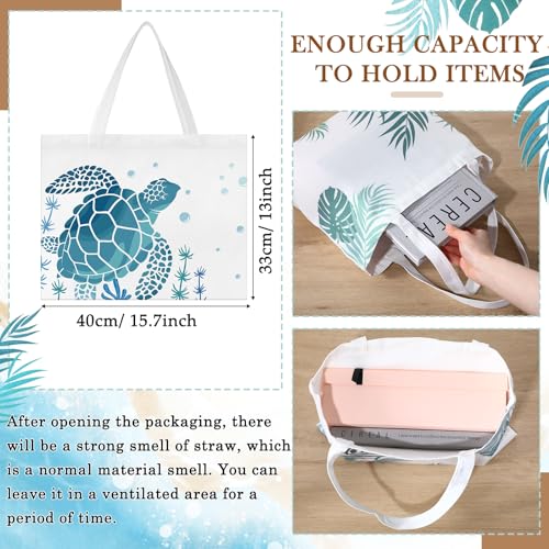 SATINIOR 10 Pcs Beach Theme Canvas Totes Bags Gifts Shopping Bags Reusable Grocery Handbags for Women Travel Cruise Wedding