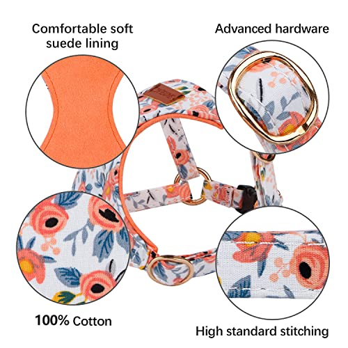 CHEDE No Pull Floral Pattern Dog Harness- Lightweight, Soft, Adjustable Small Harness and Leash Set, Suitable for Puppy Sm...
