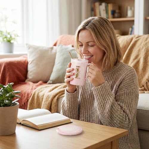 Jmugmt Letter I Personalized Initial Mugs, Letter I Personalized Coffee Mug, Novelty Birthday Mother's day Gifts for Mom G...