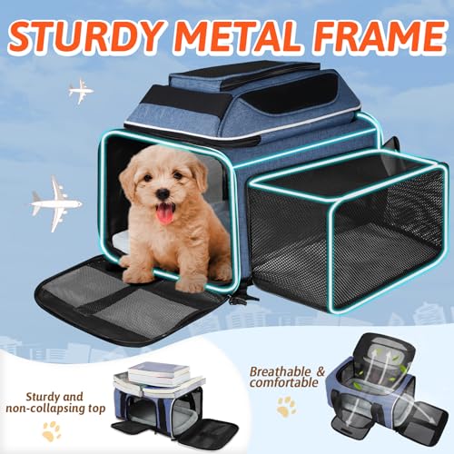 Petskd Top and Side Expandable Pet Carrier 18x11x11 Inches Delta United Airline Approved, Soft-Sided Carrier for Small Cat...