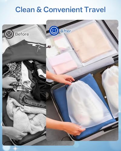 Teskyer 6 Pack Shoe Bags for Travel – Transparent, Waterproof, Portable Shoe Storage for Packing (15.7" x 11.8") – Travel ...