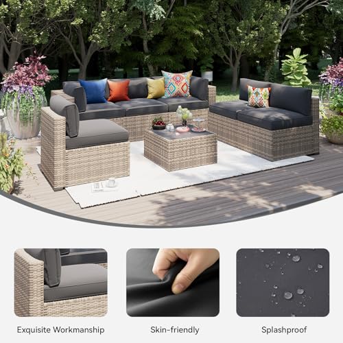 Aoxun 14pcs Patio Cushion Covers Replacement, Waterproof Outdoor Furniture Cushion Covers with Zipper and Non-Slip Bottom,...