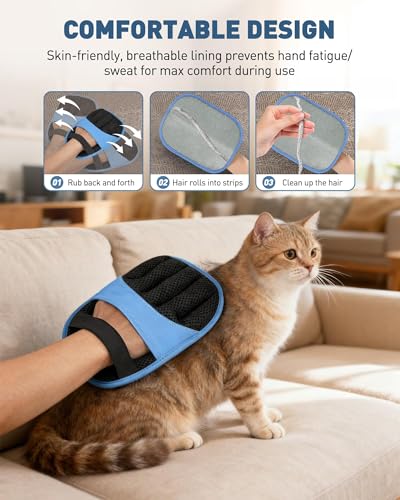 2 Pack Pet Hair Removal Glove - Electrostatic Magic Brush Gloves Pet Hair for Dogs and Cats, The Magic Brush Pure Path Yom...
