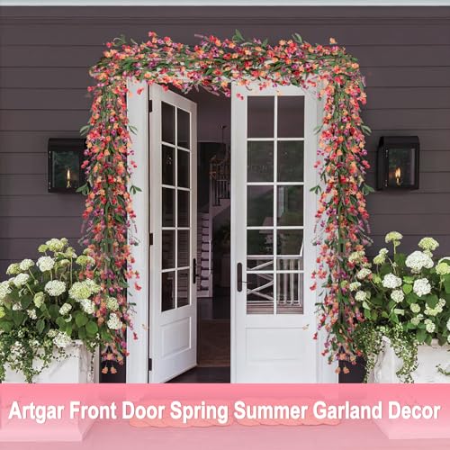Artgar Flower Garland 6Ft Spring/Summer Garland Floral Garlands for Mantle All Year Round Paper Garlands Decor for Indoor ...