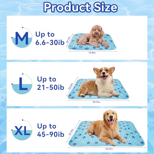 Pet Cooling Gel Pad with Patent Technology, 20in Dog Cooling Mat for Summer, Self-Cooling Mat for Medium/Small Dogs, Non-S...
