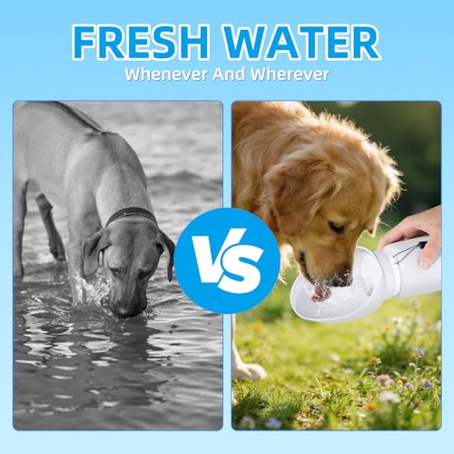 Dog Water Bottle, Leakproof Portable Water Bowl for Dog, Lightweight Water Bottle for Dogs, Food Grade Silicone, Collapsib...