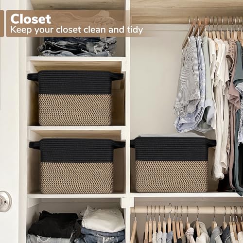 Goodpick Cube Storage Bins - Towel, Book, Cloth, Shoes, Closet Shelf Woven Baskets for Office, Baby Laundry, Toys, 13''x1...