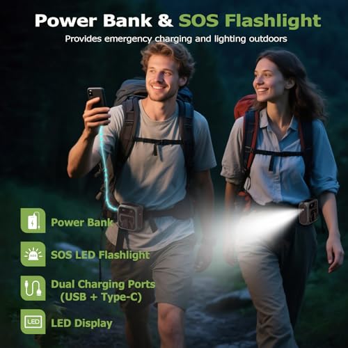 fiocko Portable Waist Fan Rechargeable 10000mAh, 5 Speeds 16000RPM, Wearable Belt Clip Fans for Under Shirt, 36H Runtime P...