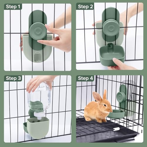 Kenond 28oz Hanging Automatic Rabbit Water Bottle, Guinea Pig Water Bottle No Drip, Gravity Water Dispenser for Cage, Suit...