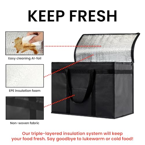 NZ home Insulated Bags for Food Delivery (XL Plus) Grocery Shopping Cooler Bag, Pizza Delivery, Hot & Cold Catering Tote, ...