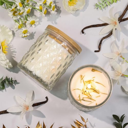 MATAHUM 2 Pack Vanilla Scented Candles for Home Decor, 6.5oz Natural Soy Wax Aromatherapy Jar Candles, Vanilla Candle for ...