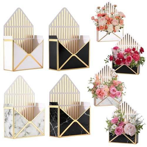 Ncozwo Flower Envelope Boxes Floral Envelope Paper Box Florist Bouquet Folding Gift Packaging Basket for Valentines Day Mo...