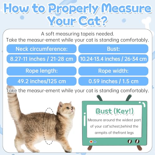 Hadnves Cat Harness and Leash Set, Escape Proof Safe Kitten Vest Harnesses Adjustable Comfy Breathable Soft Mesh Step-in J...