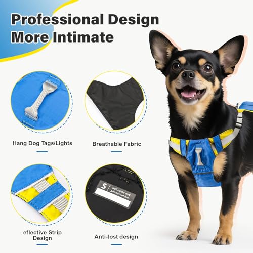 paatata No Pull Dog Harness, 2 in 1 Retractable Harness with Auto-Lock, Reflective Breathable Mesh and Handle, Adjustable ...