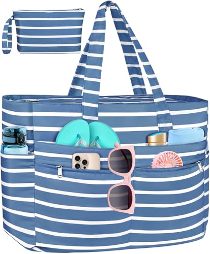 HUANLANG Extra Large Beach Bag Waterproof Beach Totes Bags for Women Men,Pool Bag with Zipper Wet Pocket