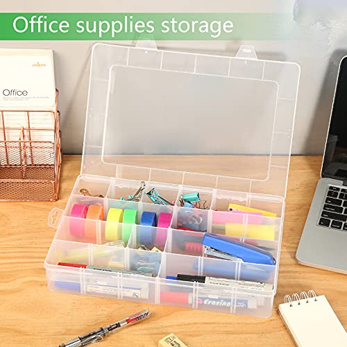 Gbivbe Large 24 Grids Plastic Organizer Box Adjustable Dividers,Clear Storage Box for Jewelry, Art DIY Crafts, Washi Tape...